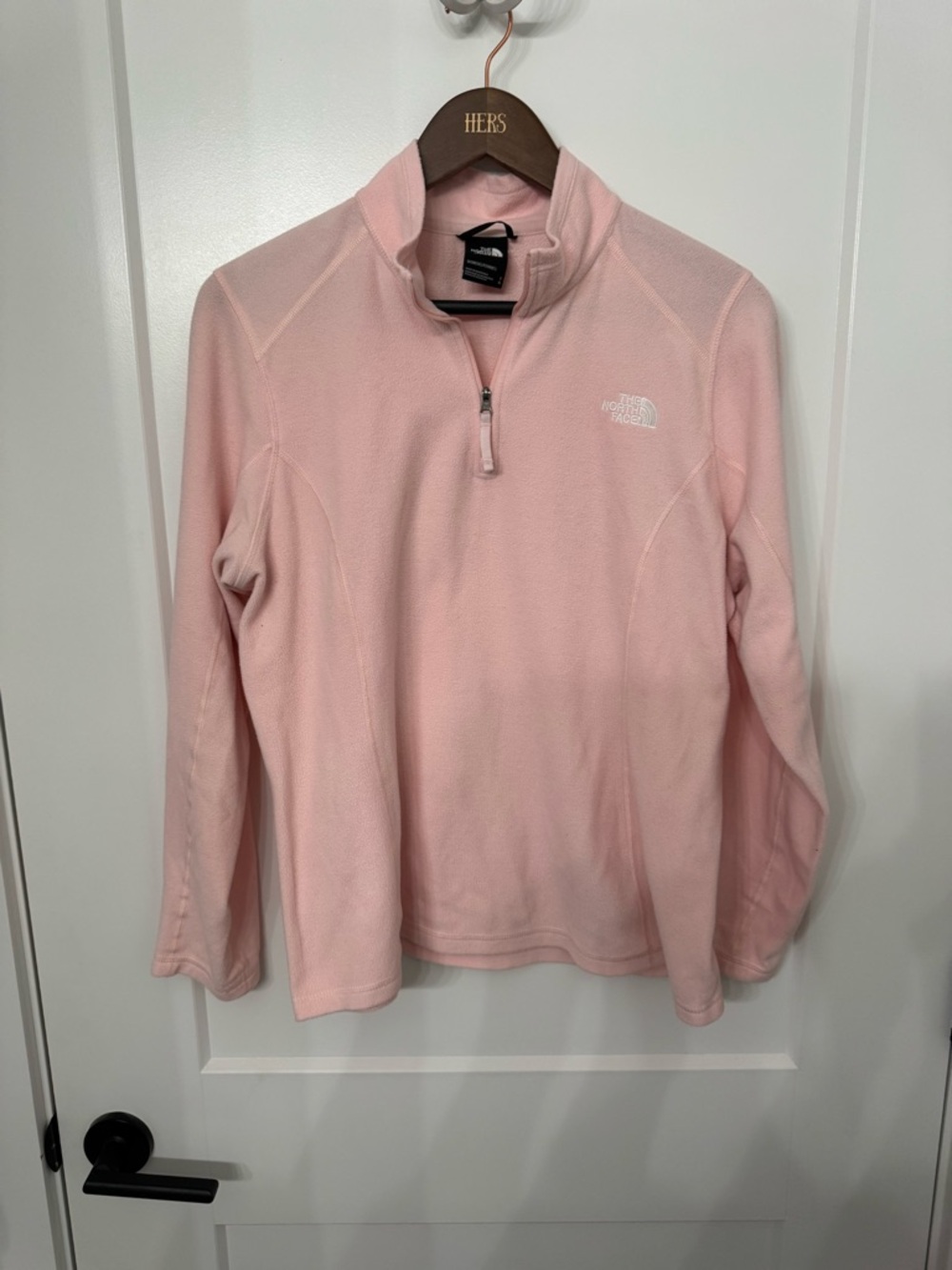 The North Face Pale Pink Fleece Pullover with Embroidered Logo